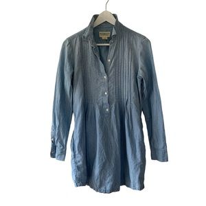 Ralph Lauren Blue Denim Coastal Cowgirl Babydoll Linen Cotton Dress Size Medium